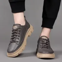 VERSATILE MEN'S CASUAL LEATHER SHOES GRAY